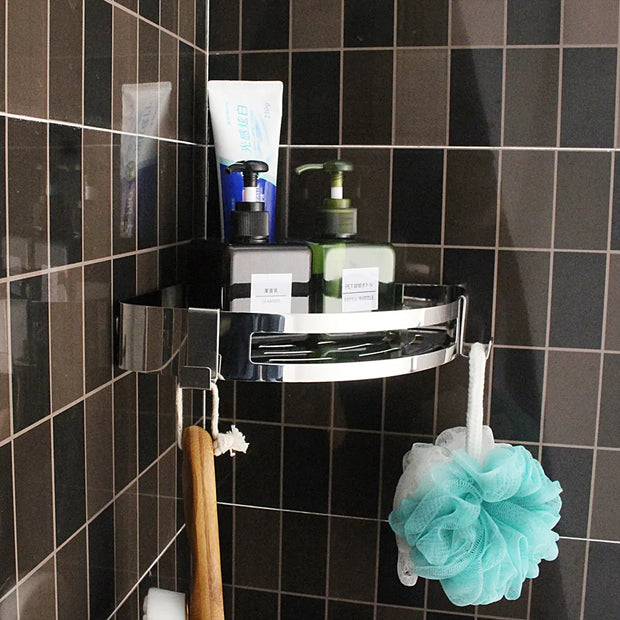 Stainless Steel Punch-Free Bathroom Shelf: Organize with Ease