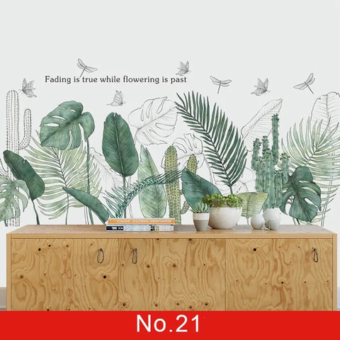 Nordic Green Leaf Weed Wall Sticker