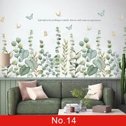 Nordic Green Leaf Weed Wall Sticker