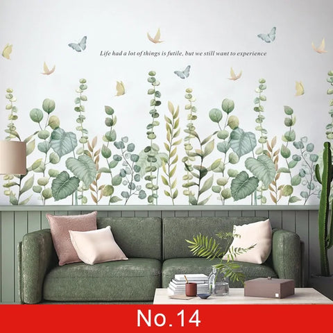 Nordic Green Leaf Weed Wall Sticker