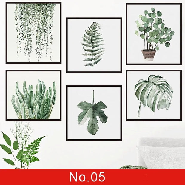 Nordic Green Leaf Weed Wall Sticker