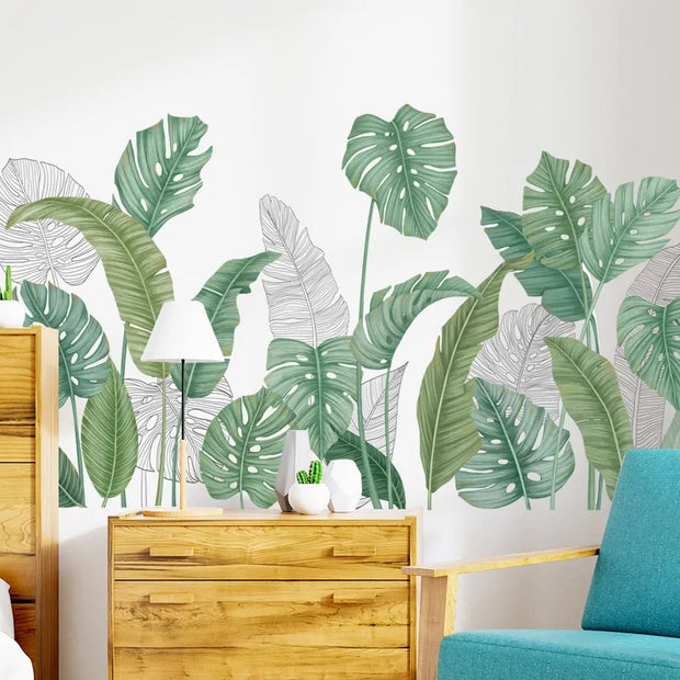 Nordic Green Leaf Weed Wall Sticker