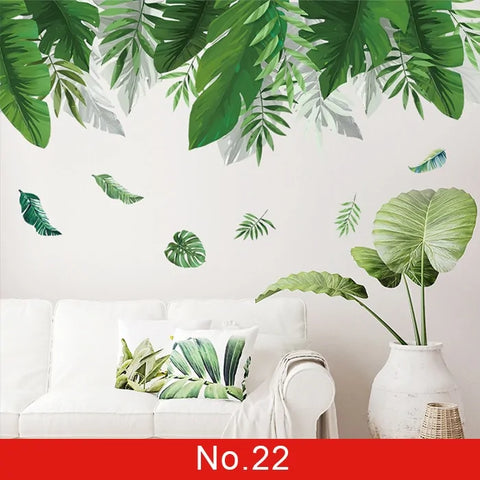 Nordic Green Leaf Weed Wall Sticker