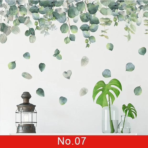 Nordic Green Leaf Weed Wall Sticker