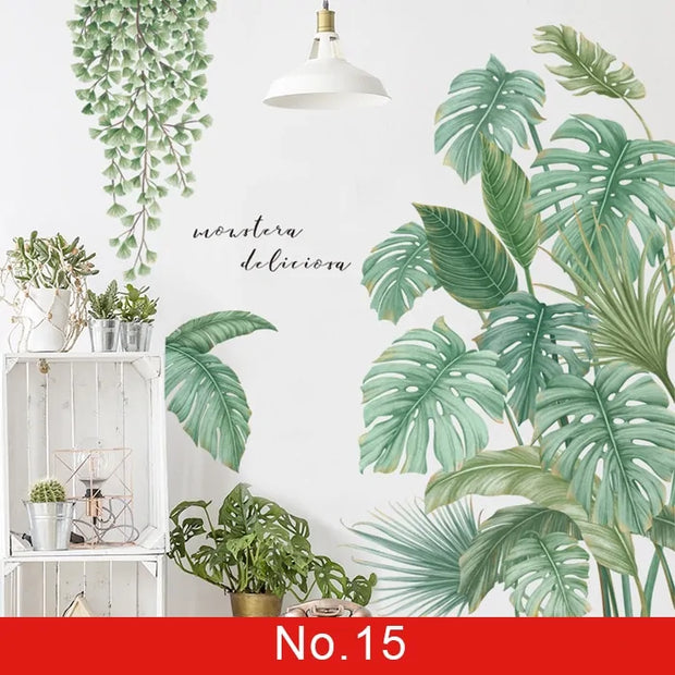 Nordic Green Leaf Weed Wall Sticker