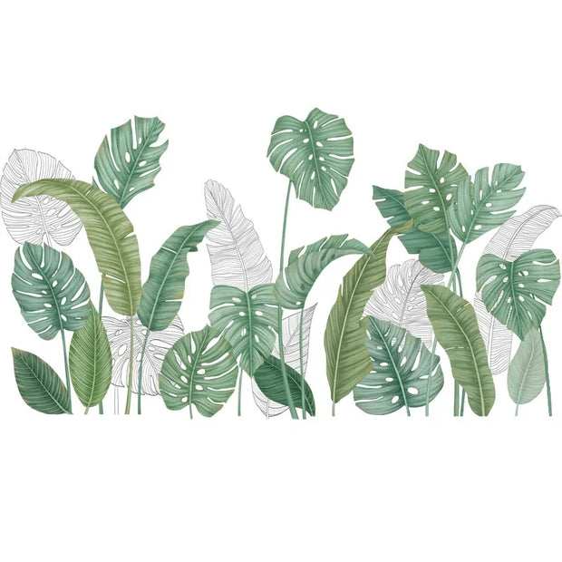 Nordic Green Leaf Weed Wall Sticker