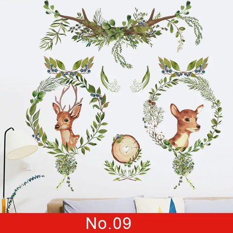 Nordic Green Leaf Weed Wall Sticker