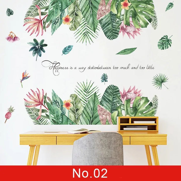 Nordic Green Leaf Weed Wall Sticker